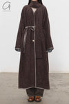 Mutedance 24 Autumn and Winter Collarless Belt Wool Coat MD-MD24FW39-BROWN